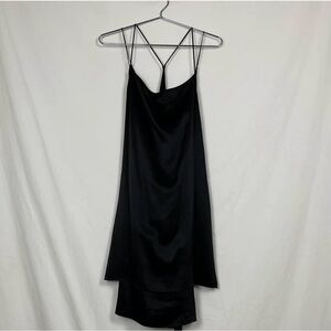 Helmut Lang Black Satin Midi Slip Dress